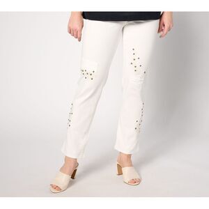 Maya J Women's Petite Pants 12P Special Edition Pet Embellished White A638903
